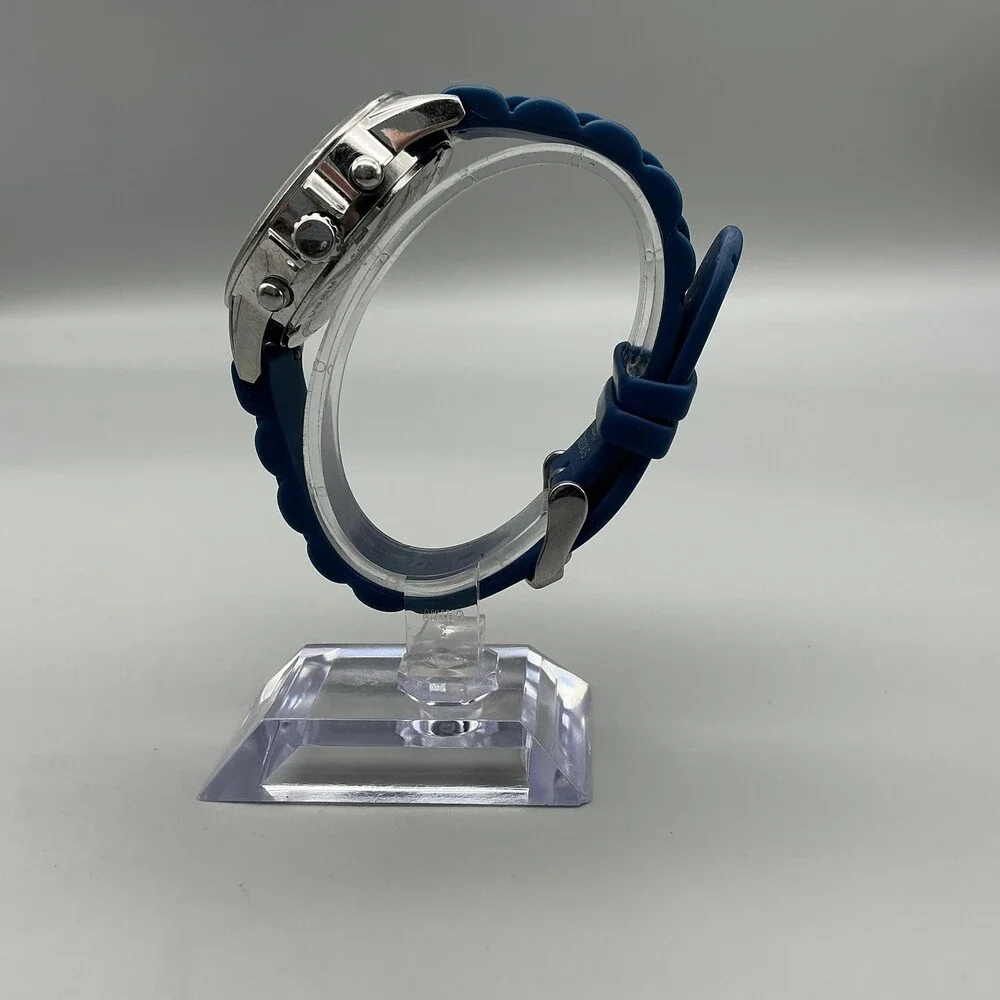 Fossil Maddox CH-2474 Mens Watch 38mm Blue Silicone Chronograph Stainless